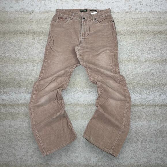 Eddie Bauer Corduroy Pants Tan Cotton Bootcut Flared Fit Flat Front - Picture 2 of 5
